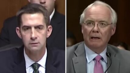 Senator Tom Cotton dressed down 'woke' Kroger CEO for expecting Republicans to rescue them from Democrat overregulation, dismissing him with the gesture: "Best of luck."