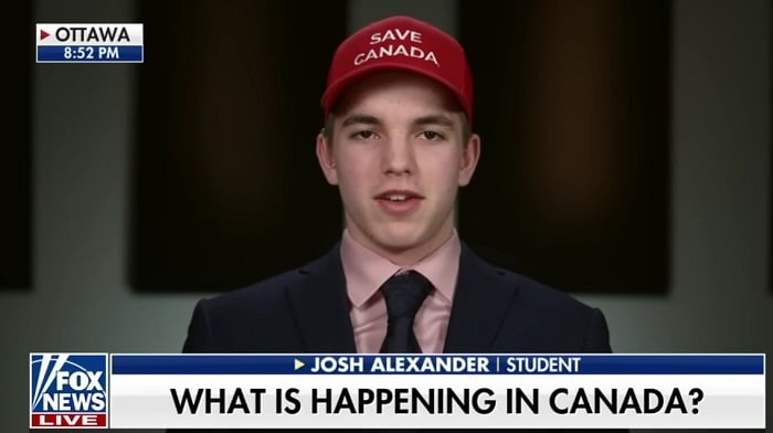 Josh Alexander, a Canadian high school student, was reportedly arrested last month while attempting to attend class following a suspension for protesting against biological males using girls' bathrooms and saying there are only two genders.
