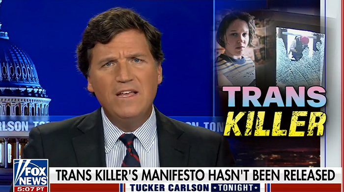 Tucker Carlson suggested a manifesto written by the Nashville elementary shooter is not being released by authorities and the media for very specific reasons.