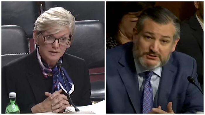 Ted Cruz joked that he hoped Russia and China would be helpful enough to install charging stations every 100 miles after Energy Secretary Jennifer Granholm said she is pushing the military to convert to an all-electric vehicle fleet.