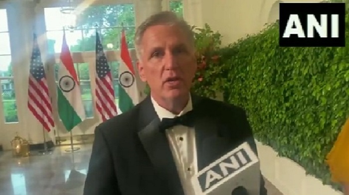 House Speaker Kevin McCarthy evaded a reporter's question about attending the same White House state dinner with Attorney General Merrick Garland and Hunter Biden.