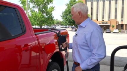 Mike Pence was caught pretending to fill his pickup truck with gas in an unintentionally hilarious new campaign ad.