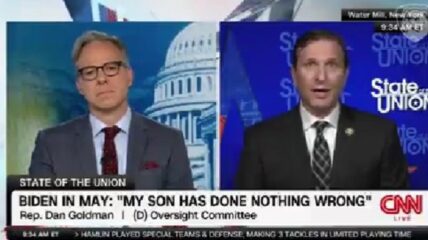 CNN host Jake Tapper pressured House Democrat Dan Goldman on whether or not the President should stop stating that his son, Hunter Biden, did 'nothing wrong.'