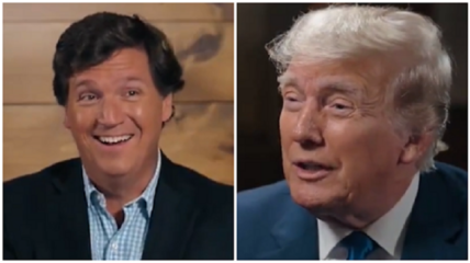 Donald Trump offered up an imitation of Vice President Kamala Harris that left Tucker Carlson in stitches.