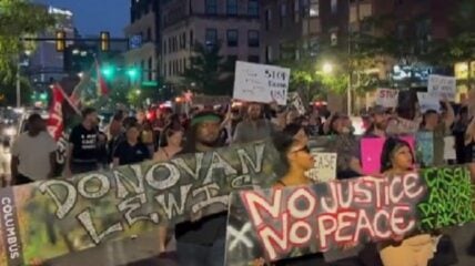 A Black Lives Matter protest erupted in Columbus, Ohio following the police officer-involved shooting death of Ta'Kiya Young.