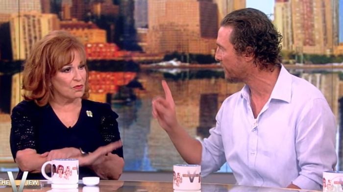 Matthew McConaughey swiftly counters Joy Behar’s “anti-gun” comment, leaving her speechless.