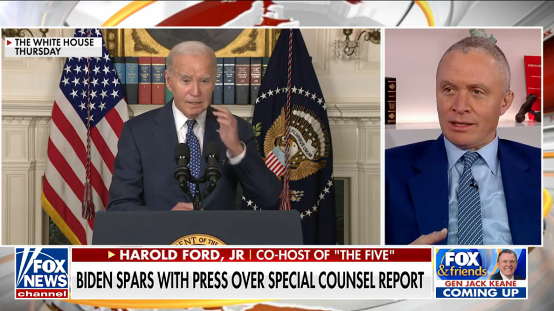 Harold Ford Jr. believes Special Counsel Robert Hur’s damning report outlining the President's mishandling of classified documents and his current struggles with cognitive thinking means his party needs to start having uncomfortable conversations about replacing Biden.
